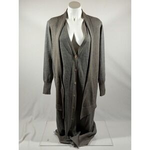 Crea Concept Sweater Dress Womens 40 Brown Avant Minimalist Layered Knit